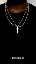 Mixed Chaine Pendatif Croix + Valrich Acier Inox- Kenxora®