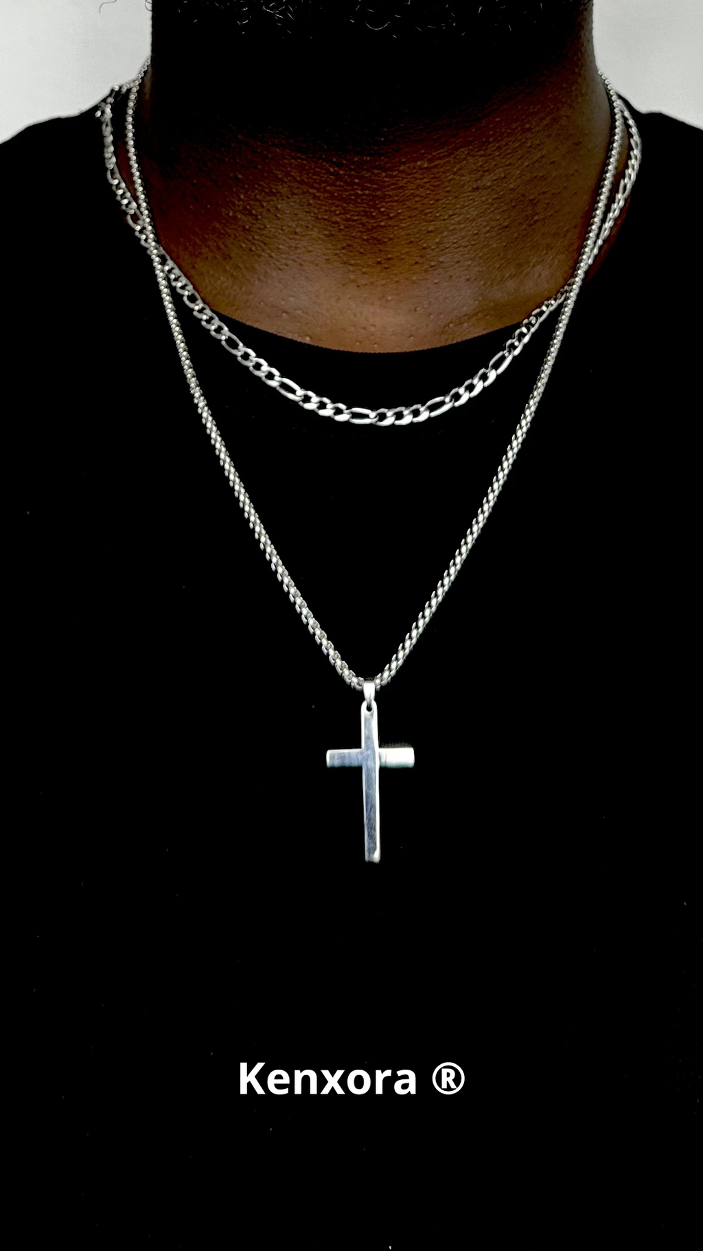Mixed Chaine Pendatif Croix + Valrich Acier Inox- Kenxora®